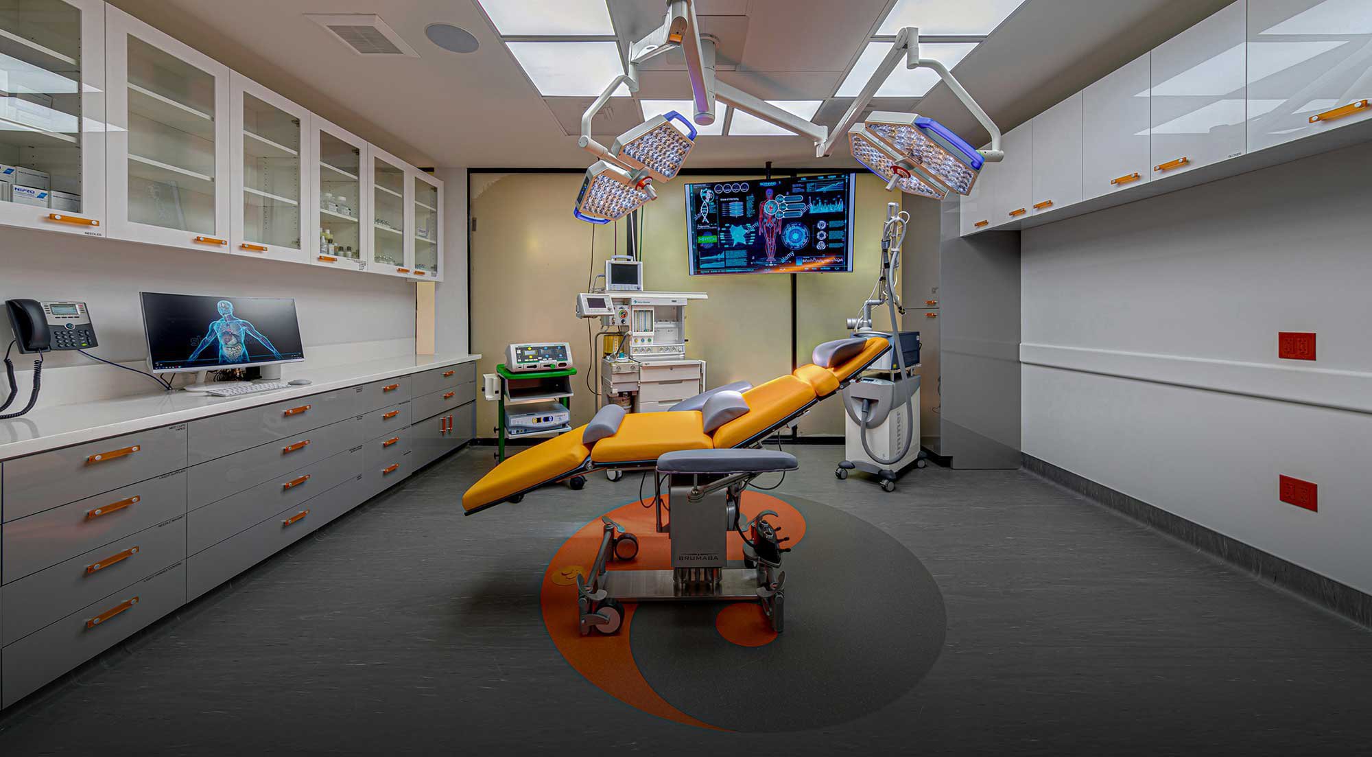 Surgical Room with empty yellow chair